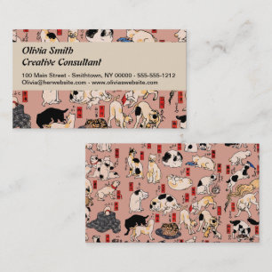Cartão De Visita felinos japoneses gatinho Ukiyo-e engraçado