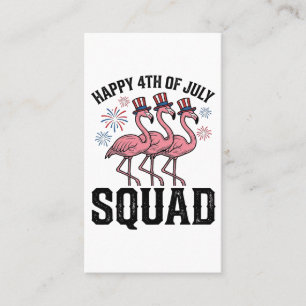 Cartão De Visita Feliz 4 de Julho Flamingo Squad Vector Design_1