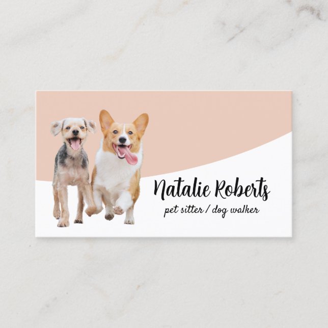 Cartão De Visita Feliz Cachorro Pet Sitter Cachorro Caminhando Pet  (Frente)