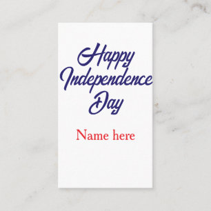 Cartão De Visita feliz dia da independência vermelho azul nome amer