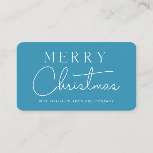 Cartão De Visita Feliz Natal Corporativo Obrigado Azul