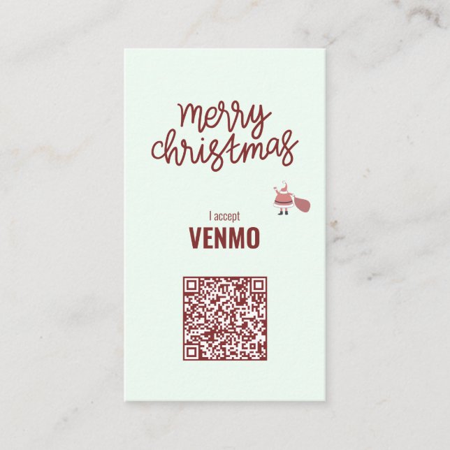Cartão De Visita Feliz Natal Eu Aceito Engraçado VENMO (Frente)