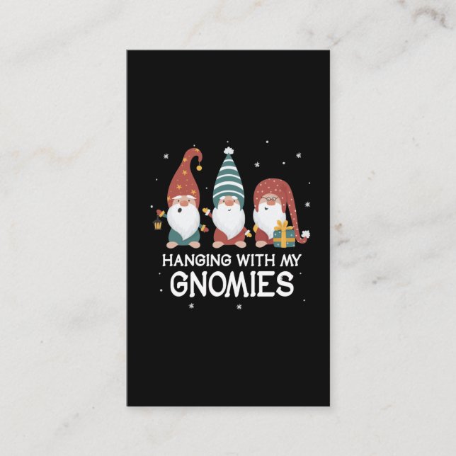 Cartão De Visita Feliz Natal Gnomias Papai Noel Gnomo Garden (Frente)