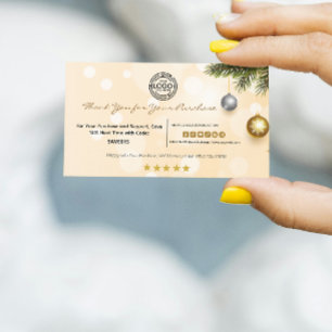 Cartão De Visita Feliz Natal Obrigado pela sua compra com o logotip