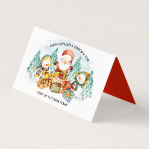 Cartão De Visita Feliz Natal Papais noeis Snowman Treat Goodie Bag