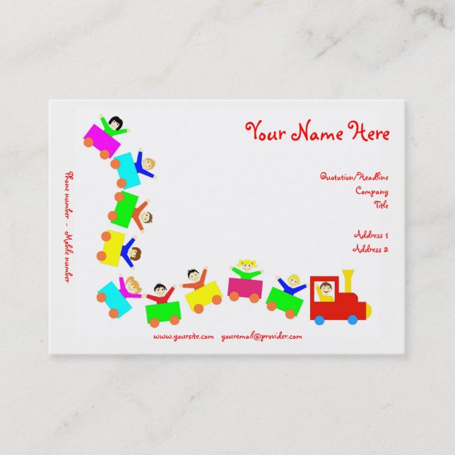 Cartão De Visita Feliz trem infantil (Frente)