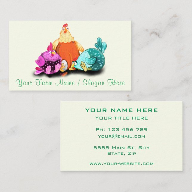 Cartão De Visita Felizes Galinhas Fazenda (Frente/Verso)