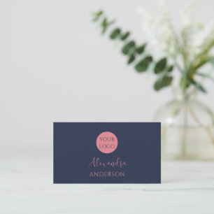 Cartão De Visita Feminina de logotipo azul de Marinho minimalista