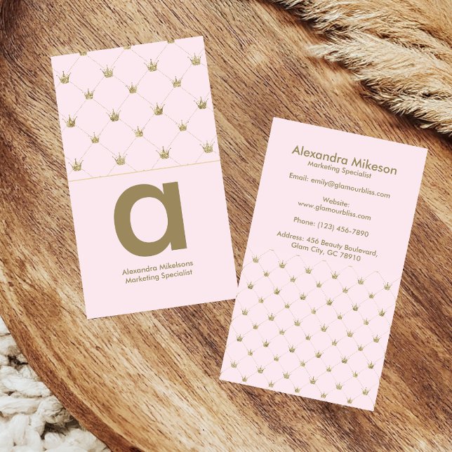 Cartão De Visita Feminine Gold Crown Chic (Criador carregado)