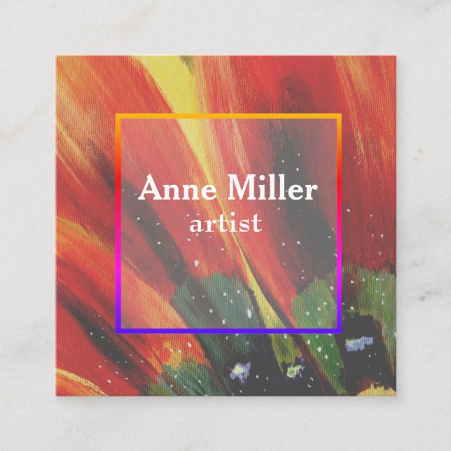 Cartão de visita feminino floral colorido (Frente)