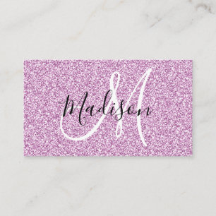 Cartão De Visita Feminino & Glam Lilás Roxo Brilho Brilhar Monogram
