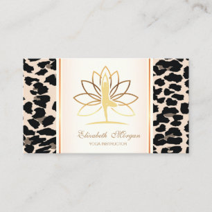 Cartão De Visita Feminino Moderno Elegante, Estampa de Leopardo, Ló