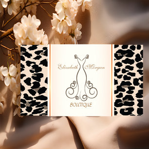 Cartão De Visita Feminino Moderno Elegante, Estampa de Leopardo, Ve
