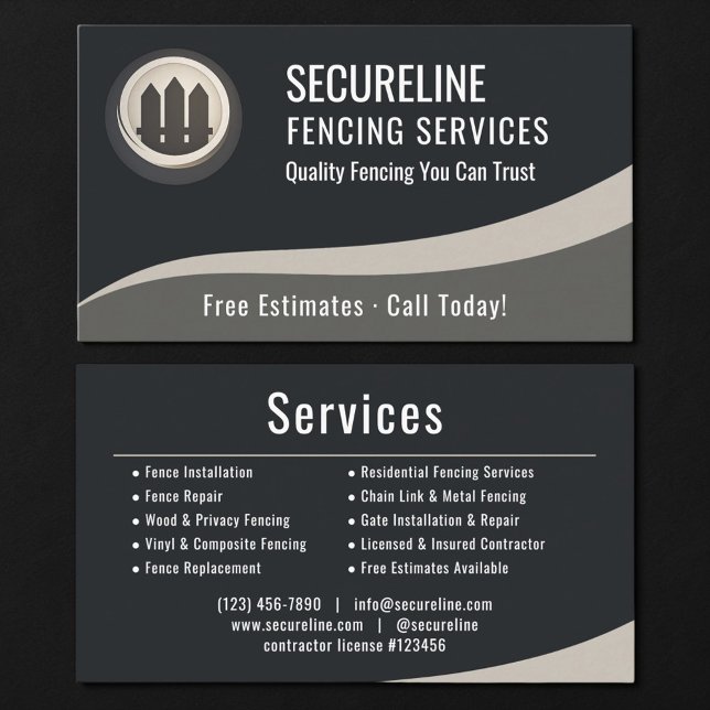 Cartão De Visita Fencing Services (Criador carregado)