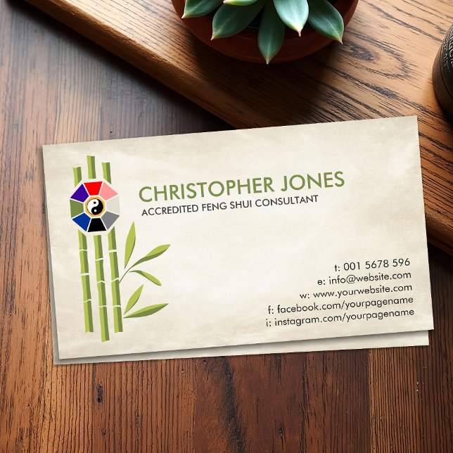 Cartão De Visita Feng Shui Bagua / Pakua e Lucky Bamboo (Criador carregado)