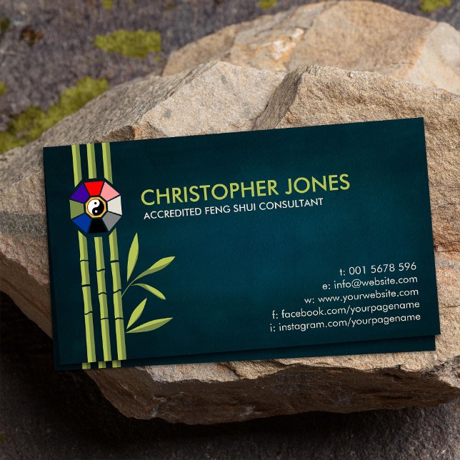 Cartão De Visita Feng Shui Bagua / Pakua e Lucky Bamboo (Criador carregado)