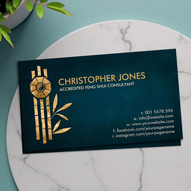 Cartão De Visita Feng Shui Bagua / Pakua e Lucky Bamboo (Criador carregado)