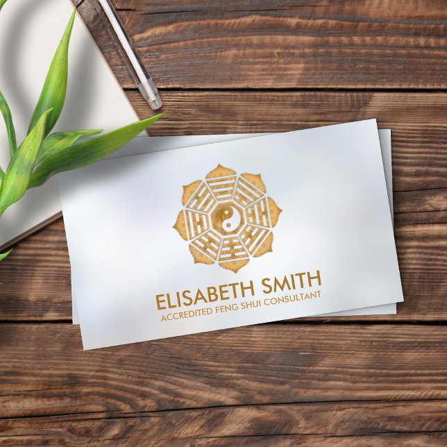 Cartão De Visita Feng Shui Bagua / Pakua Lotus mandala (Criador carregado)