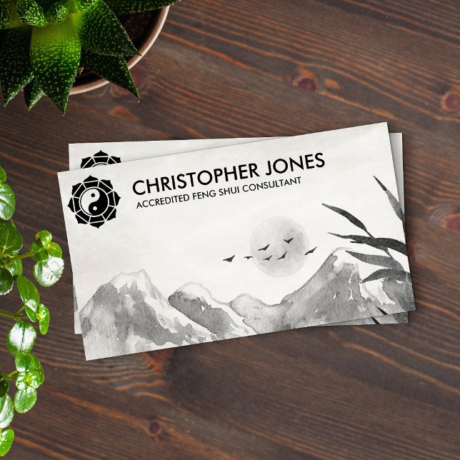 Cartão De Visita Feng Shui Bagua / Pakua Lotus Watercolor (Criador carregado)