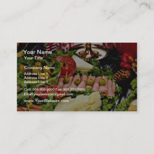 Cartão De Visita Feriado com bandeja do supermercado fino, bacia de