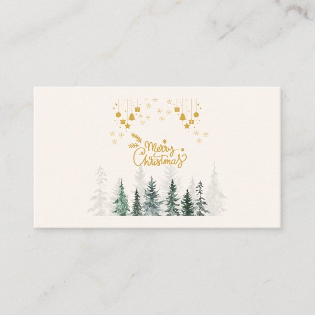 Cartão De Visita Feriado de Natal Merry Forest (Frente)
