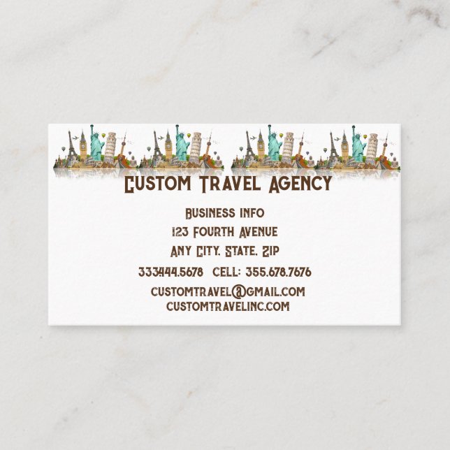 Cartão De Visita Férias de cruzeiro da Agência de Viagem Personaliz (Frente)