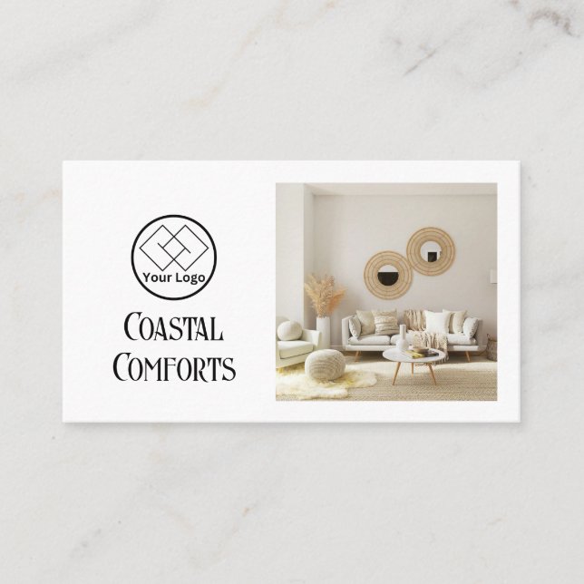 Cartão De Visita Férias House Aluguer Moderno| Código QR Personaliz (Frente)