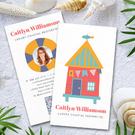 Cartão De Visita Férias Imobiliário Foto do Código QR Diversão de P