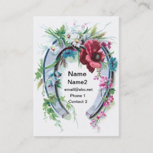 Cartão De Visita Ferradura e papoila afortunadas