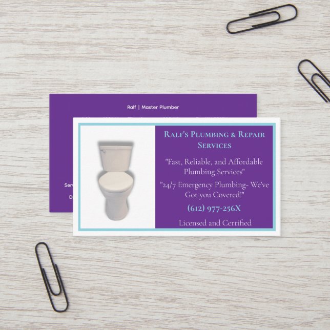 Cartão De Visita Ferramenta de Serviços de Canalização de Canalizad (Frente/Verso In Situ)