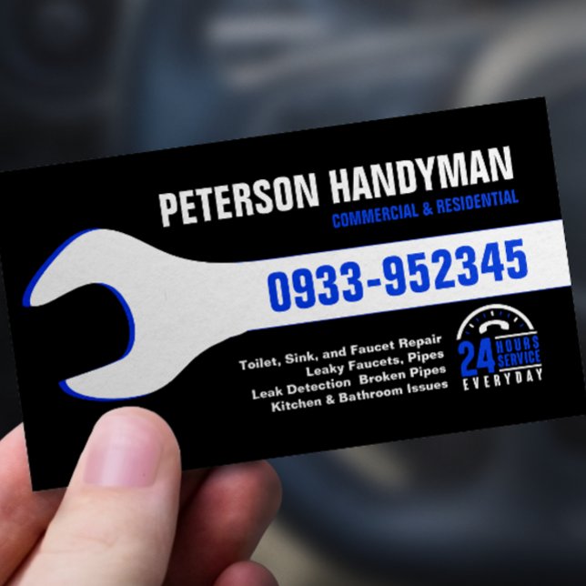 CARTÃO DE VISITA FERRAMENTA WRENCH DE EMERGÊNCIA HANDYMAN PLUMBING  (Criador carregado)
