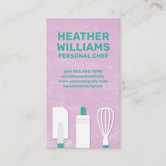 Cartão De Visita Ferramentas Baking | Contexto da Textura Roxa (Frente)