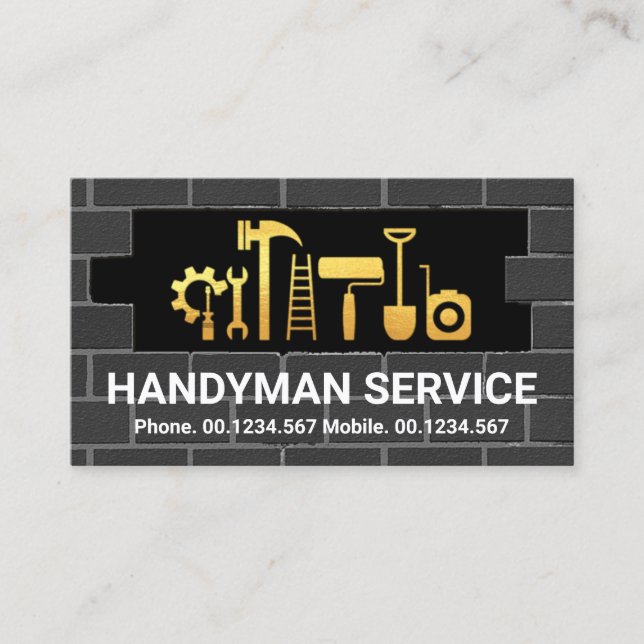 Cartão De Visita Ferramentas Criativas Douradas Para O Pessoal Na P (Frente)