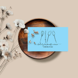 Cartão De Visita Ferramentas culinárias padaria comida caseira azul