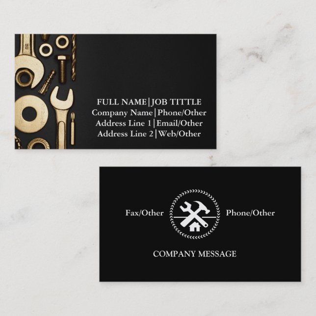 Cartão De Visita Ferramentas de Carpenter do Professional Builder (Frente/Verso)