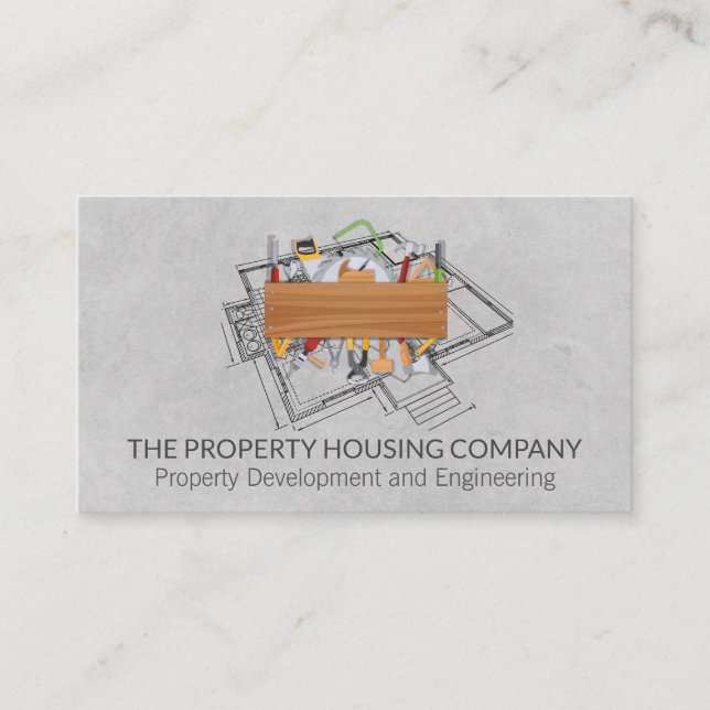 Cartão De Visita Ferramentas de Construção | Blueprint (Frente)