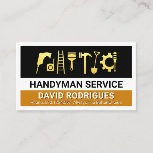 Cartão De Visita Ferramentas de Handyman Douradas Camadas