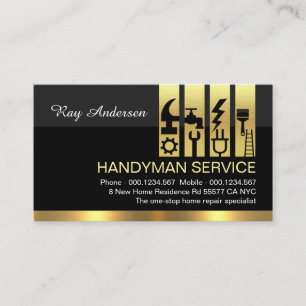 Cartão De Visita Ferramentas de Handyman Dourado Guia de Construção