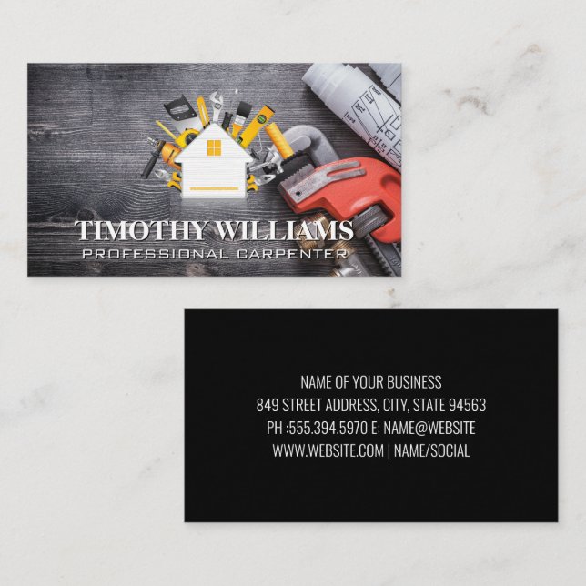 Cartão De Visita Ferramentas de hardware | Ícone Home | Impressões  (Frente/Verso)