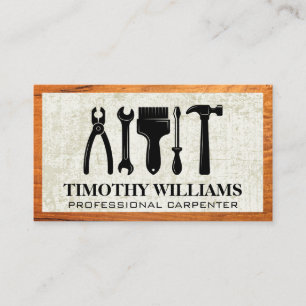 Cartão De Visita Ferramentas de hardware   Quadro de madeira