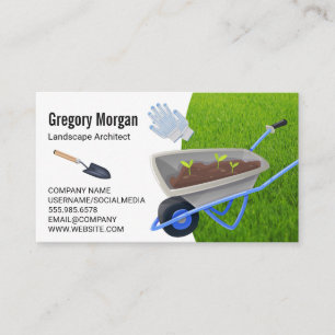 Cartão De Visita Ferramentas de jardinagem Paisagem de grama