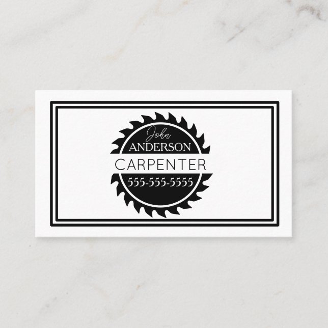 Cartão De Visita ferramentas de madeira Carpenter Handyman Business (Frente)