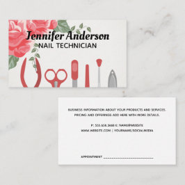 Cartão De Visita Ferramentas de Manicure de unhas | Flores