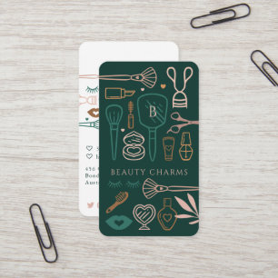 Cartão De Visita Ferramentas de Maquiagem Charms de Beleza Luxuosa