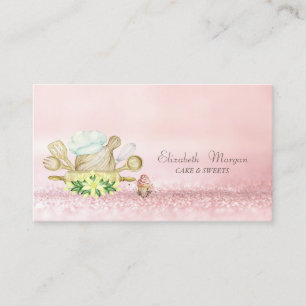 Cartão De Visita Ferramentas de Padaria de Cupcake de Aquarela Boke