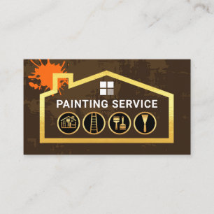 Cartão De Visita Ferramentas de Pintura Tinta Descascando Ouro Casa