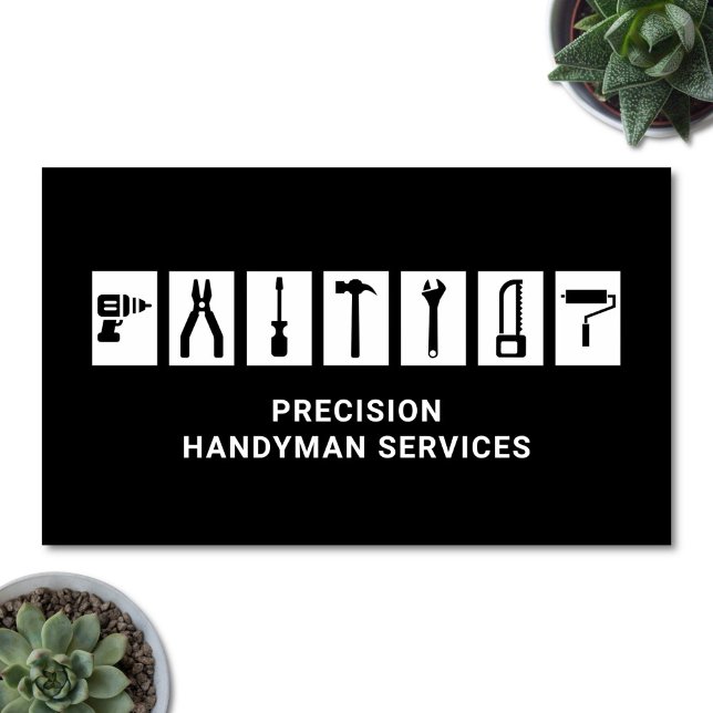 Cartão De Visita Ferramentas de Reparo Doméstico de Serviços para U (Modern, bold and minimalist handyman business card)