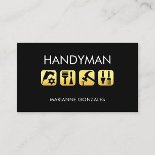 Cartão De Visita Ferramentas de Reparo Domiciliar Gold Handyman