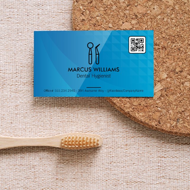 Cartão De Visita Ferramentas dentárias | Código QR (Criador carregado)