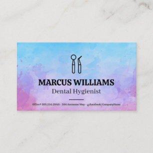 Cartão De Visita Ferramentas Dentárias Fundo em Aquarela